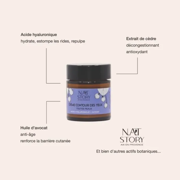 N.A.T Story Crème Contour des Yeux à L'Acide Hyaluronique & Avocat