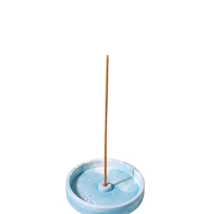 Porte Encens Bloom Bleu Marbré en Béton
