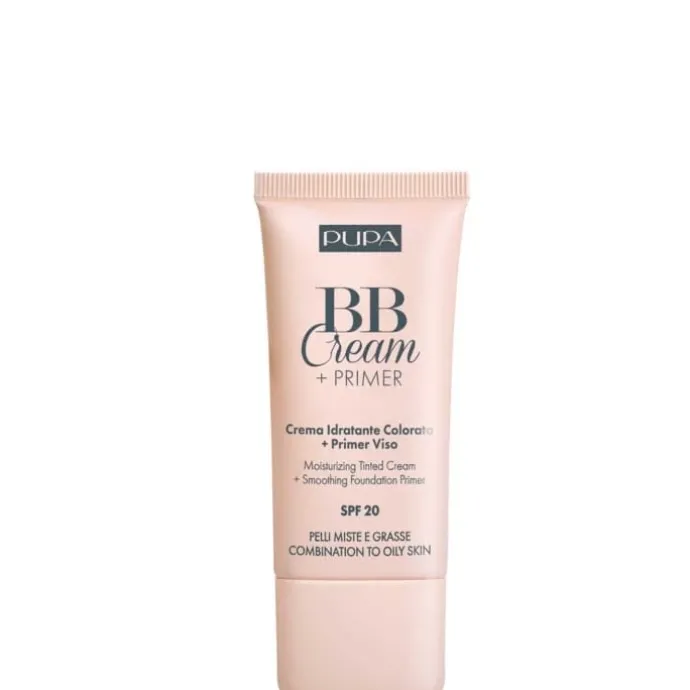 PupaBB Cream + Primer Peaux Mixtes et Grasses Crème Hydratante Teintée + Base de Pré-maquillage