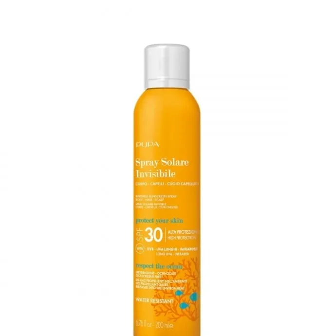 PupaSpray Solaire Invisible SPF 30 Corps, Cheveux & Cuir Chevelu Haute Protection UVA - UVB - Infrarouges