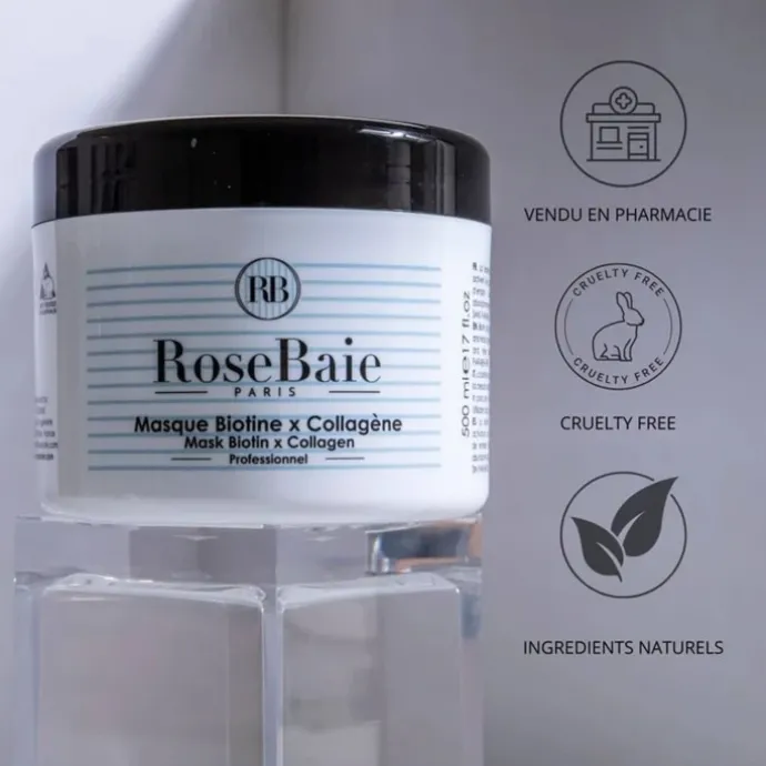 RoseBaie ParisBiotine x Collagène Masque Reparation, Pousse et Reconstruction