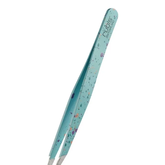 RubisPince Classique Action Painting Bleue Pince à Épiler Professionnelle pour les Sourcils
